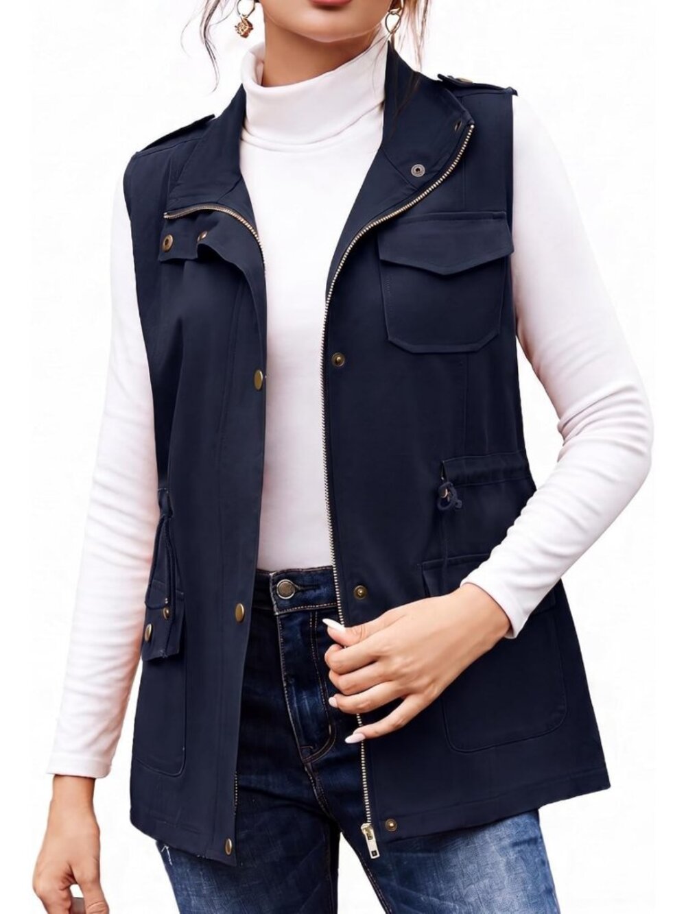 Lightweight Sleeveless Military Anorak Cargo Vest for Women - Stylish